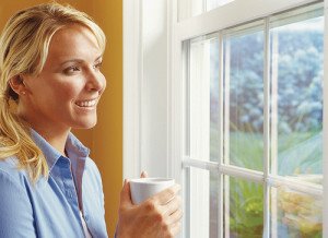 Lady looking out new window